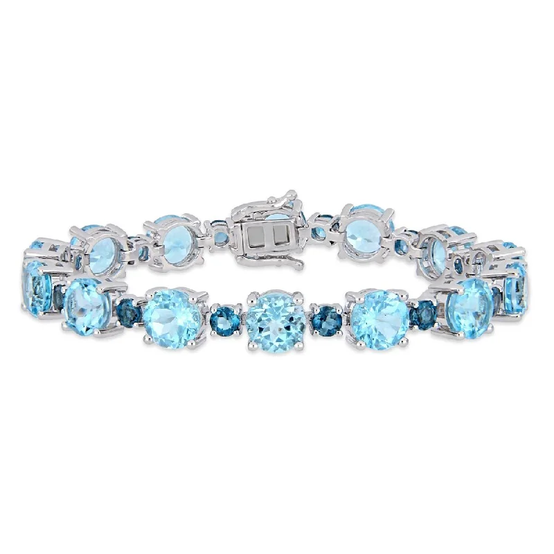 Cool wood bangles-Customizable Rings-Miadora Sterling Silver 37 1/10ct TGW Sky & London-Blue Topaz Tennis Bracelet