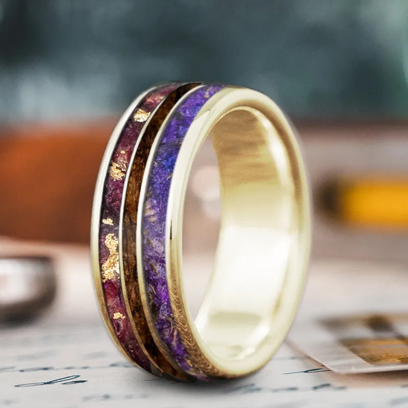 Oversized cocktail rings-Custom Design - 3-Inlay Narrow Center Ring gpu_N6zx3YFKWAVAR__zPv_C