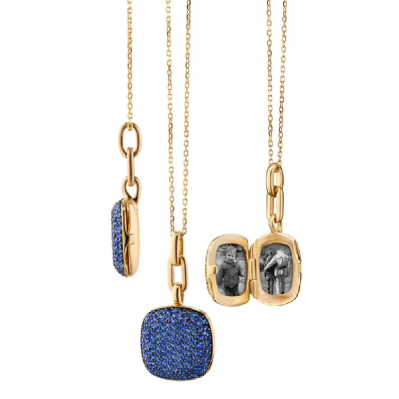 Swirl pattern necklaces-Y Necklaces-Monica Rich Kosann Slim "Rae" Locket Necklace with Blue Sapphires