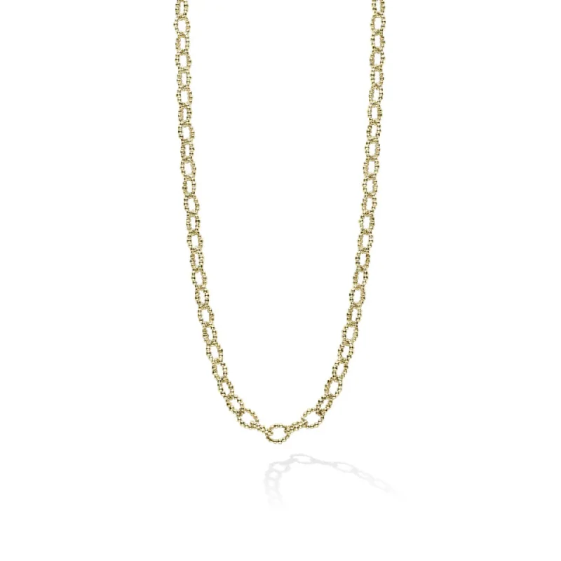 Bead-twisted necklaces-Antique Necklaces-Lagos Signature Caviar 18k Gold Petite Link Necklace