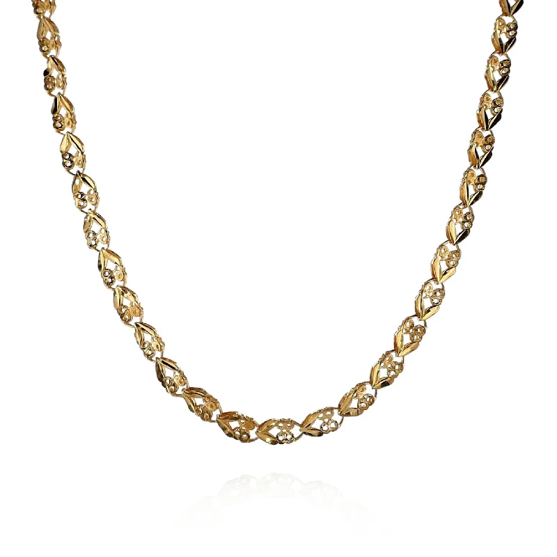 Light bead necklaces-Handmade Necklaces-Estate 24k Yellow Gold 18" Small Circle and Inverted V Design Necklace