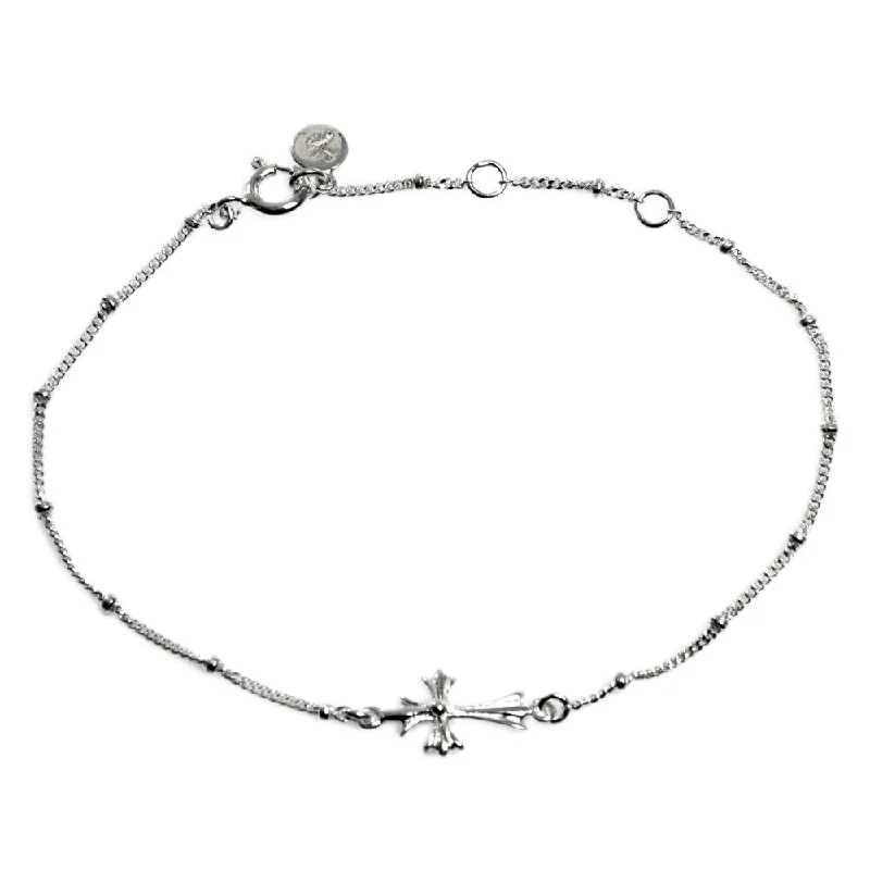 Thin frame bangles-Rock Bangles-Handmade Sterling Silver Simple Cross Bracelet (Indonesia) - 7'6" x 9'6"