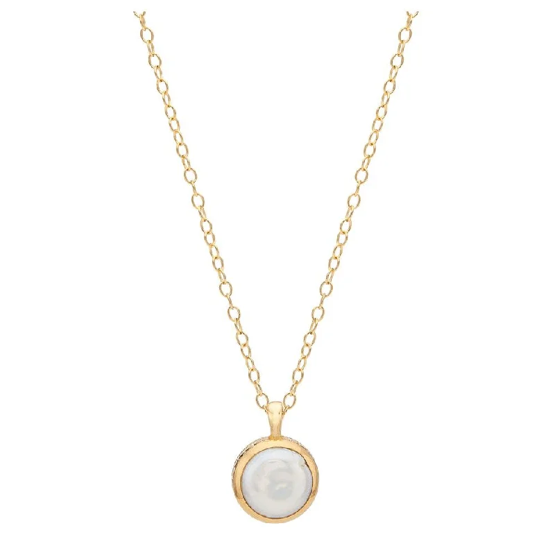 Orbit charm necklaces-Birthstone Necklaces-Anna Beck Pearl and Twisted Small Coin Pearl Pendant Necklace