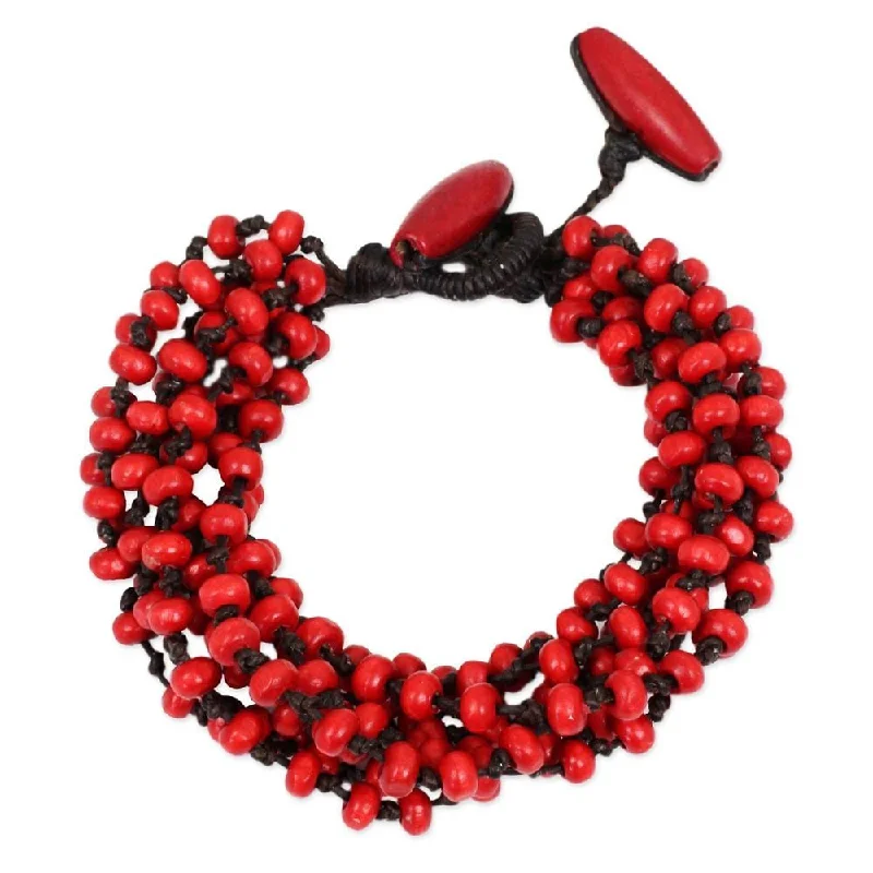 Solid chain bangles-Open Bangles-Littleleaf Boxwood 'Opulent Red' Bracelet (Thailand)