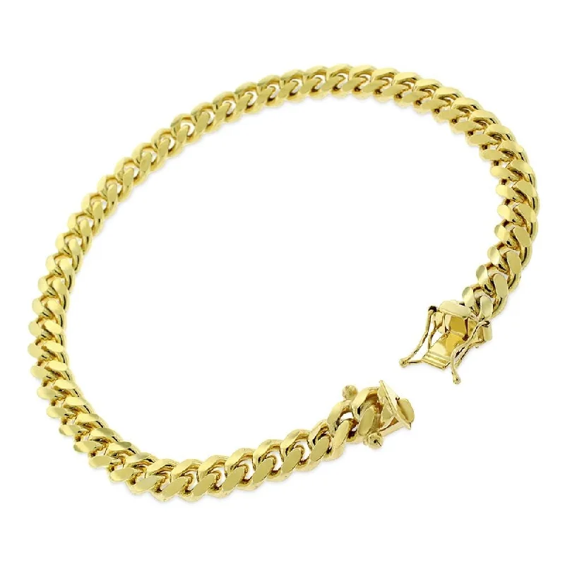 Beaded cluster bangles-Handmade Bangles-10K Yellow Gold 6MM Solid Miami Cuban Curb Link Bracelet Chains 8.5", Gold Bracelet for Men & Women, 100% Real 10K Gold