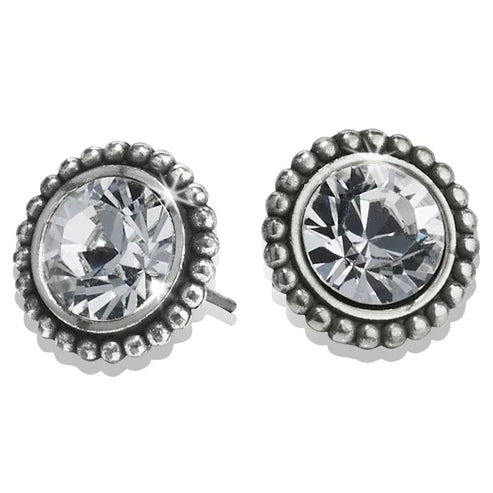 Diamond Earrings-Brighton | Silver Tone Twinkle Large Post Earrings in Clear Crystal