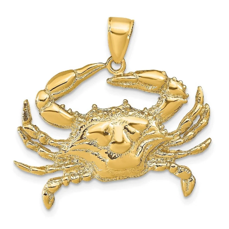 Dew glass necklaces-Luxury Necklaces-Curata 14k Yellow Gold 18" Blue Crab Pendant Necklace