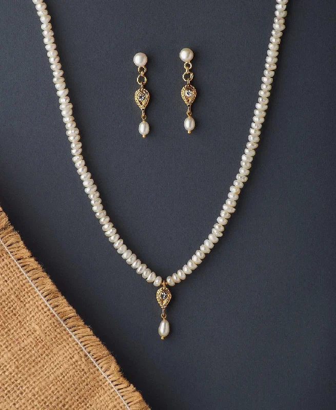 Wide collar necklaces-Princess Necklaces-Elegant Real Pearl Necklace Set