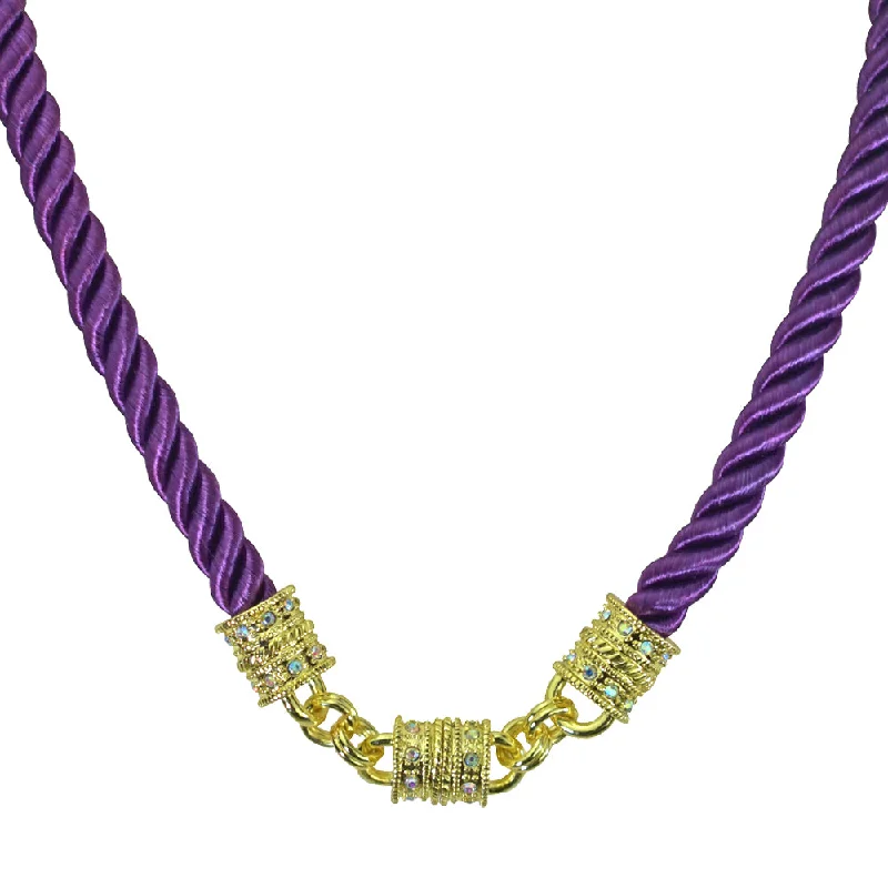 Smooth disc necklaces-Party Necklaces-Mystic Cord Magnetic Interchangeable Necklace (Goldtone/Purple Mist)