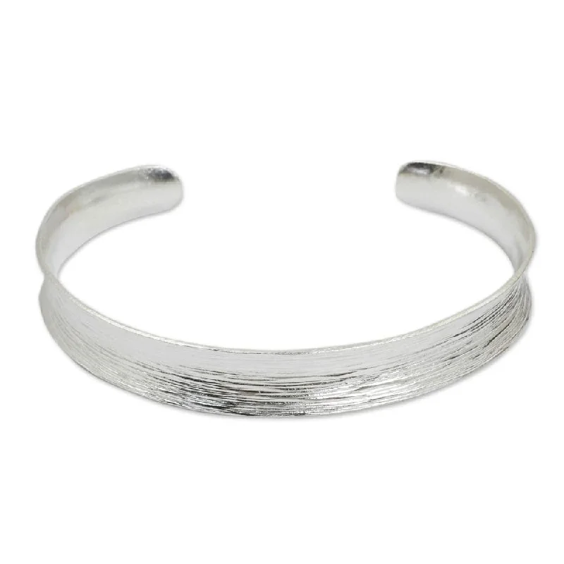 Woven thread bangles-Nature Rings-NOVICA Sterling Silver Cuff Bracelet, 'Luminosity' (Thailand) - 7'6" x 9'6"