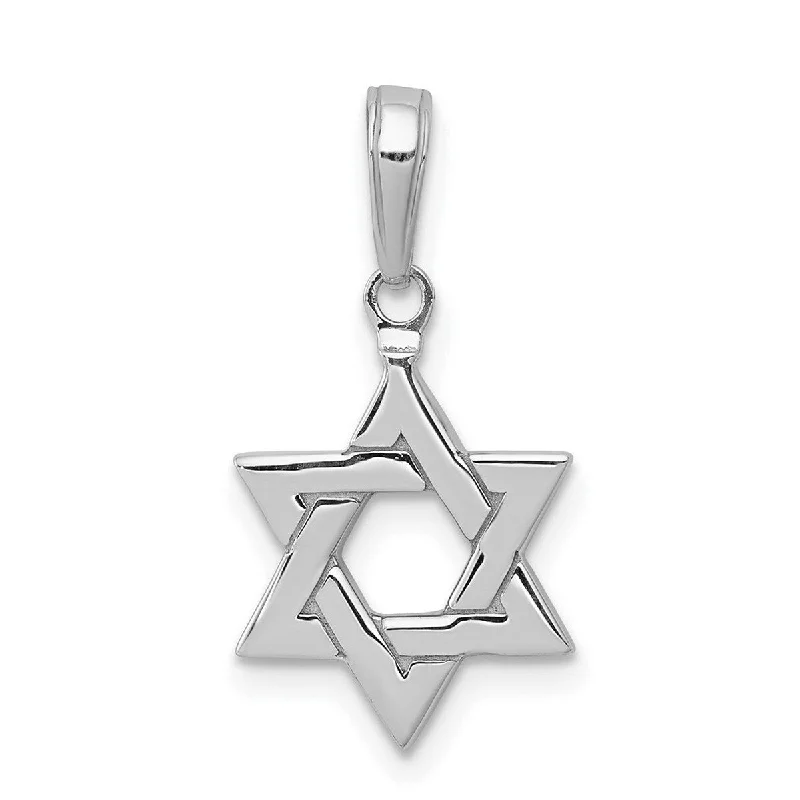 Orbit charm necklaces-Birthstone Necklaces-Curata 14k White Gold 18" Small Polished Star of David Pendant Necklace - 12x21.8mm