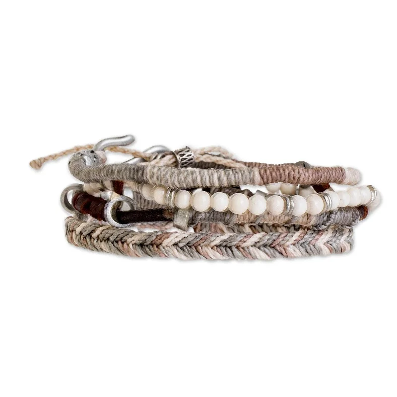 High link bangles-Wide Bangles-NOVICA Maya Highlands, Macrame bracelets (set of 4)