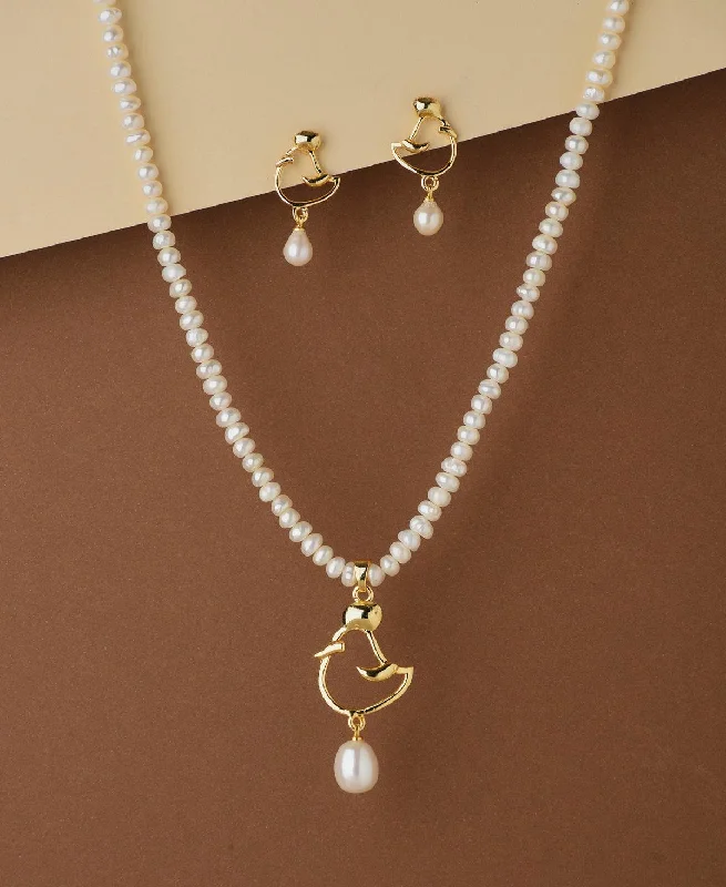 Dew glass necklaces-Luxury Necklaces-Elegant Real Pearl Necklace Set