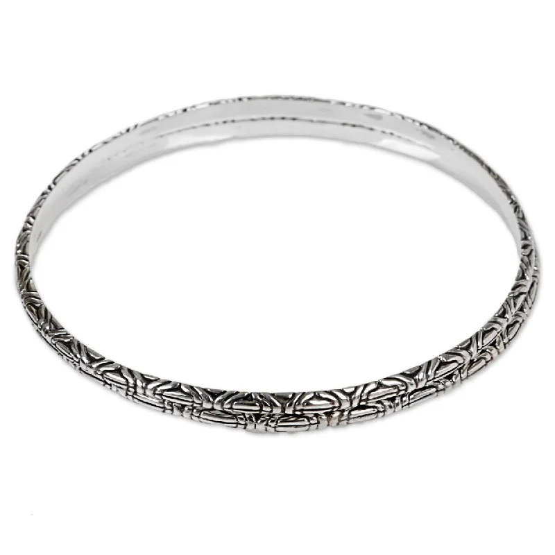 Bead rim bangles-Lock Bangles-NOVICA Indonesian Moon, Sterling silver bangle bracelets (pair)