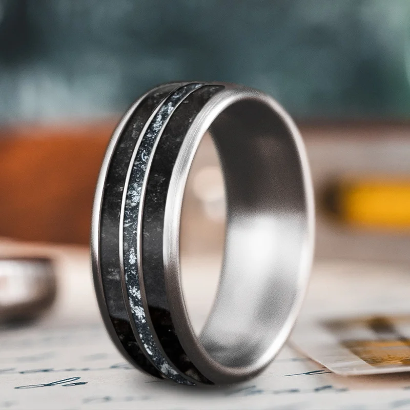 Birch grain rings-Custom Design - 3-Inlay Narrow Center Ring GHEYydibWxtI4tjgQdbvWaFj