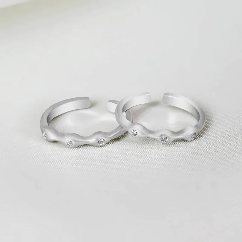 Silk cord engagement rings-Small triangle earrings-Punk Engagement Rings-Elegant Rhodium Plated 925 Sterling Silver Toe Ring