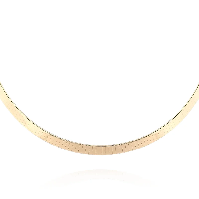 Turquoise stone necklaces-Modern Necklaces-Estate 14k Yellow Gold 16" Flat 6mm Omega Link Chain Necklace