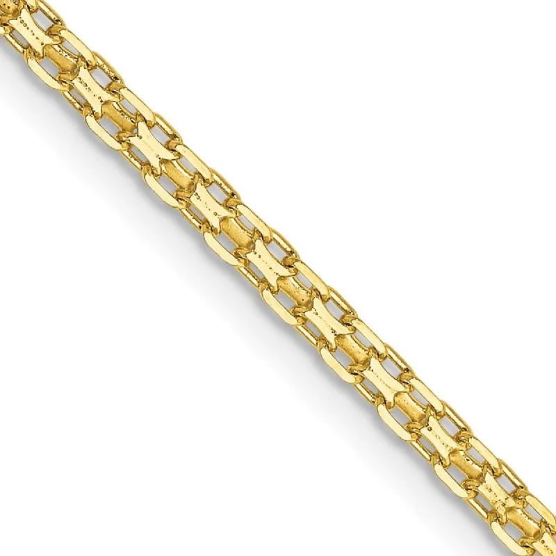 Dual-tone bangles-Queen Rings-Curata 14k Yellow Gold 10" 2mm Flat Bismark Chain Ankle Bracelet (Lobster-claw)