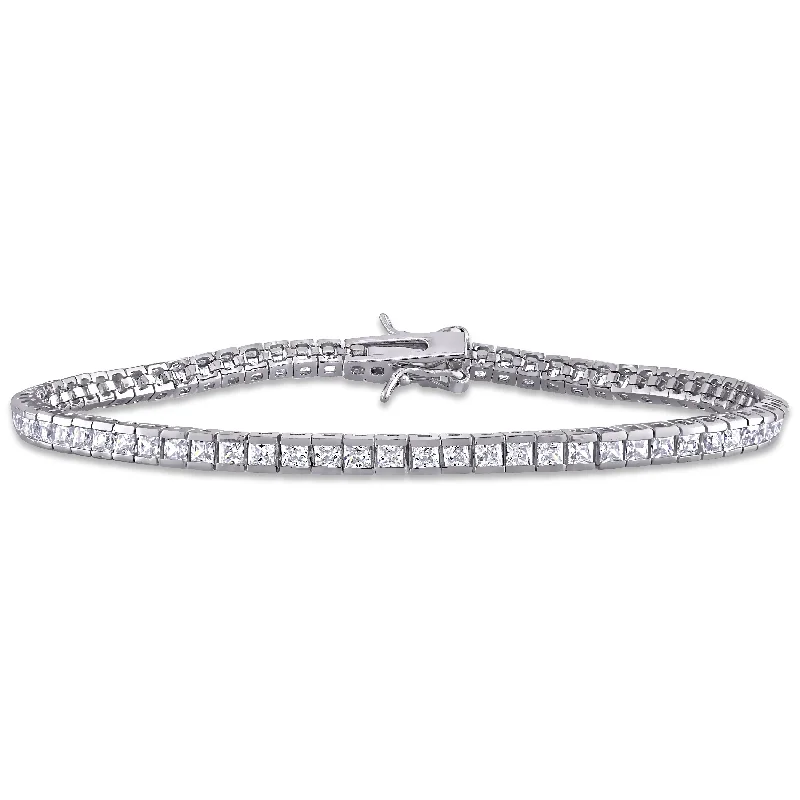 Lanka tile bangles-Fairy Bangles-Miadora 4 1/3 CT TGW White Cubic Zirconia Tennis Bracelet in Sterling Silver - 7 in x 3 mm x 2.5 mm