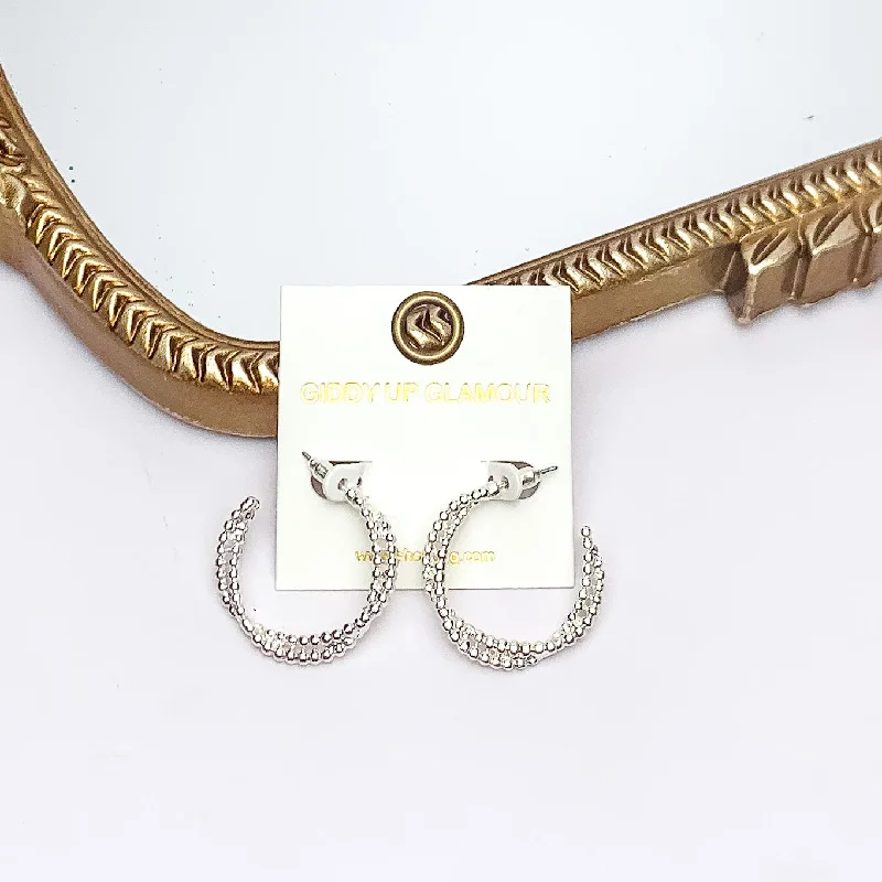 Engraved Earrings-Everyday Glam Double Twisted Hoop Earrings in Silver Tone