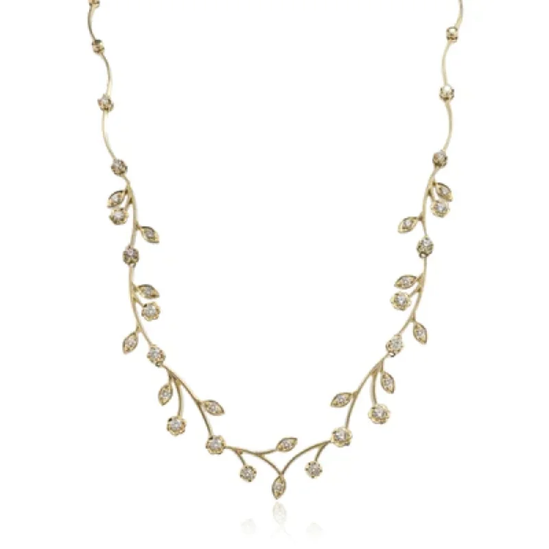 Thin filigree necklaces-Monogram Necklaces-Simon G. 14k Gold Magnificent Garden Necklace with Diamonds