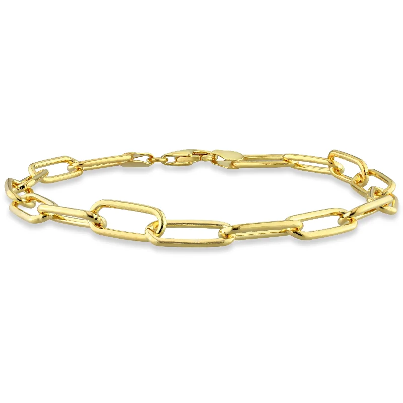 Dove motif bangles-Formal Rings-Miadora 18kt Yellow Gold Plated Sterling Silver Paperclip Men's Bracelet