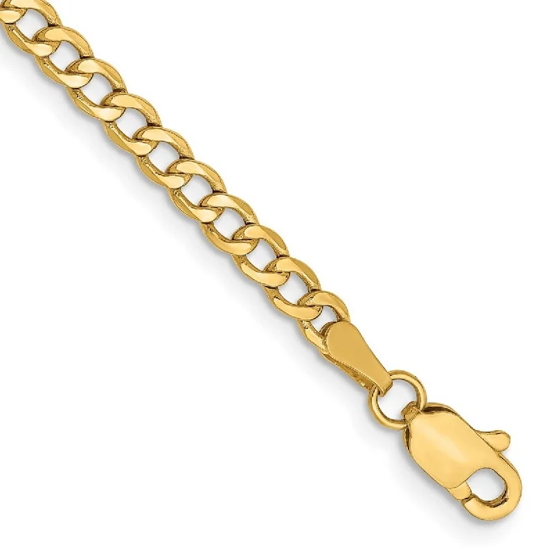 Thick cuff bangles-Lock Bangles-Curata 14k 2.85mm Semi-solid Curb Link Chain Bracelet - 7 Inch