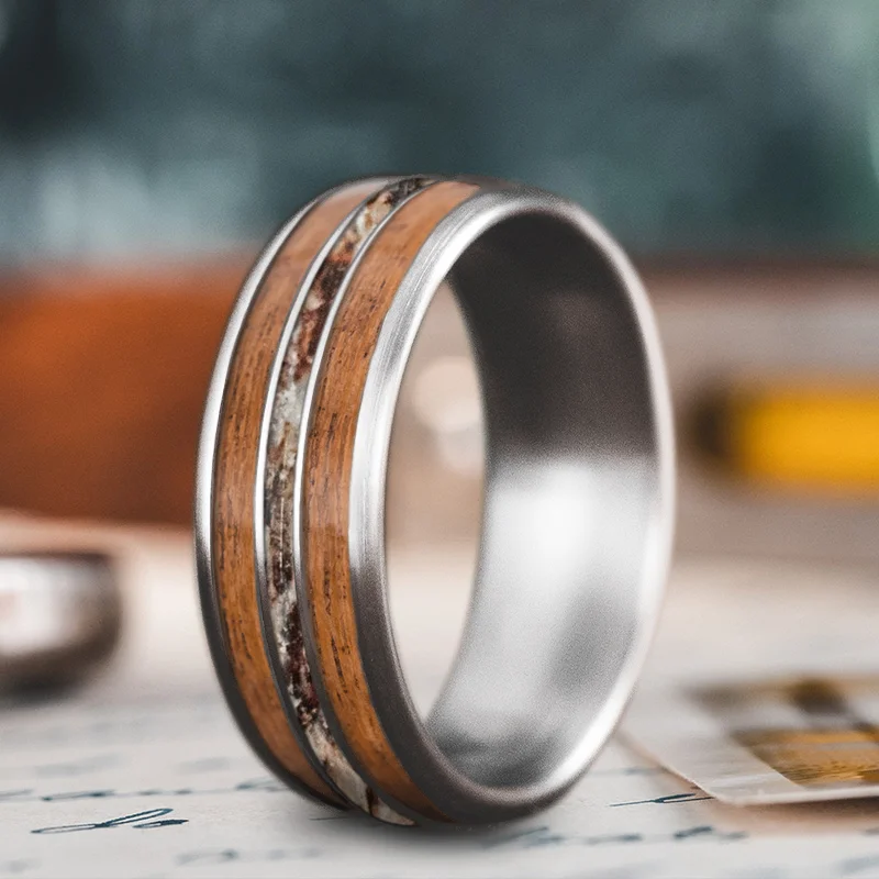 Fine cord rings-Custom Design - 3-Inlay Narrow Center Ring LY0j4LgeUDQbvThHFlB9U23e