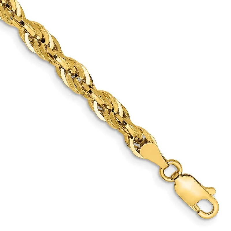 Bright modern bangles-Designer Bangles-Curata 10k Yellow Gold 4.25mm Semi solid Rope Chain Bracelet