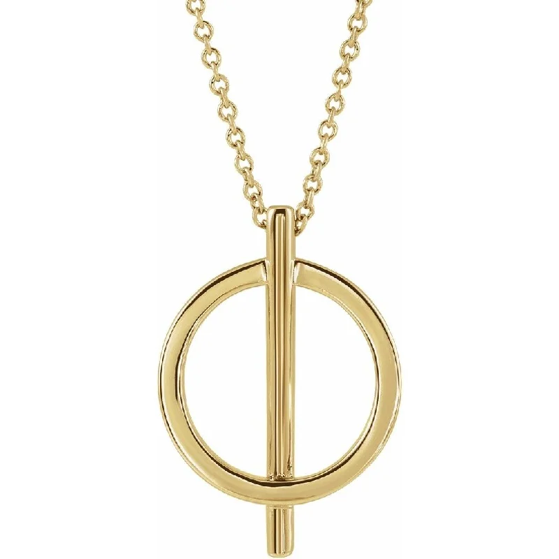 Wide bar necklaces-Crystal Necklaces-Curata 14k Yellow Gold 20x14mm Polished Negative Space Circle 16-18" Necklace