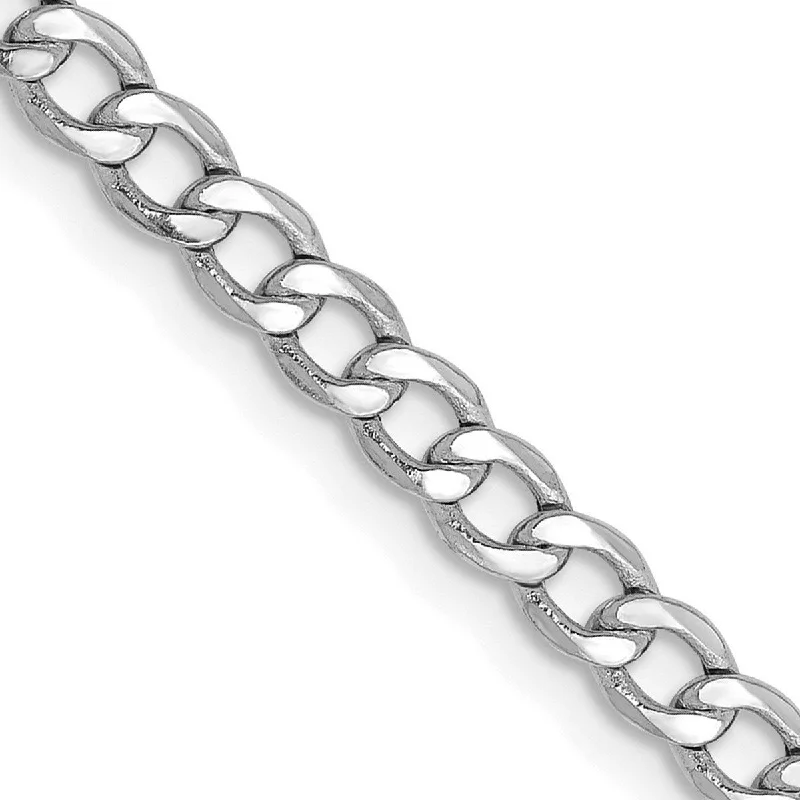 Regency style bangles-Monogram Rings-Curata Women's 14k White Gold 3.35mm Semi-solid Curb Link Chain Ankle Bracelet - 10 Inch