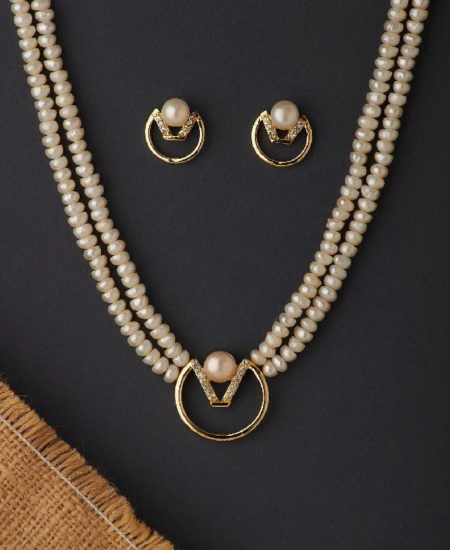 Elegant design necklaces-Fantasy Necklaces-Classy Real Pearl Necklace Set