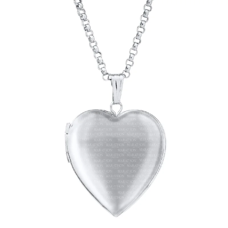 Flat gem necklaces-Feather Necklaces-Sterling Silver Heart Locket Necklace