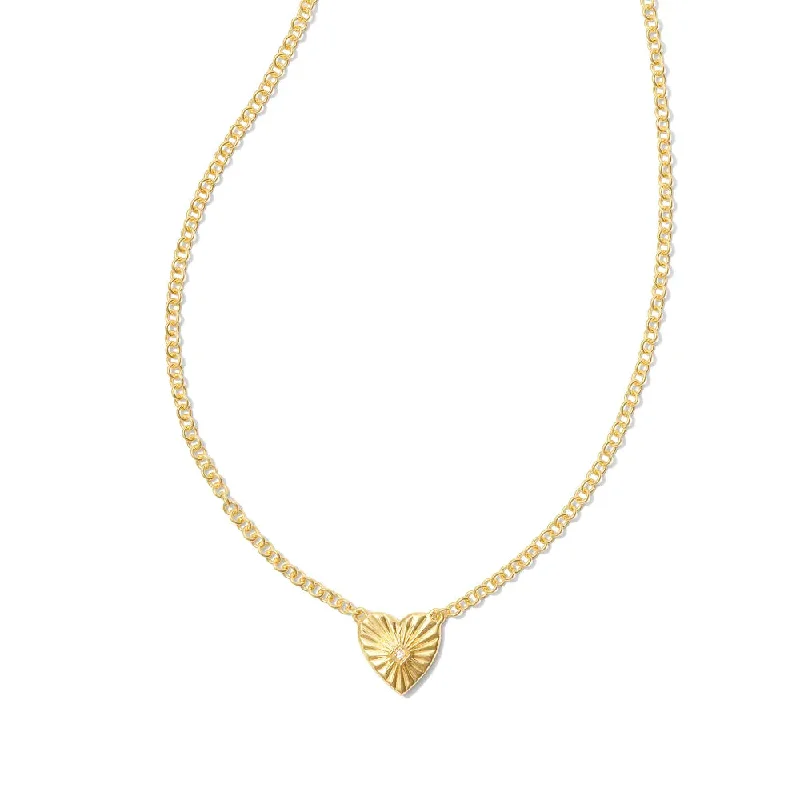 Wide bar necklaces-Crystal Necklaces-Kendra Scott Maia Heartburst Pendant Necklace in 18k Gold Vermeil