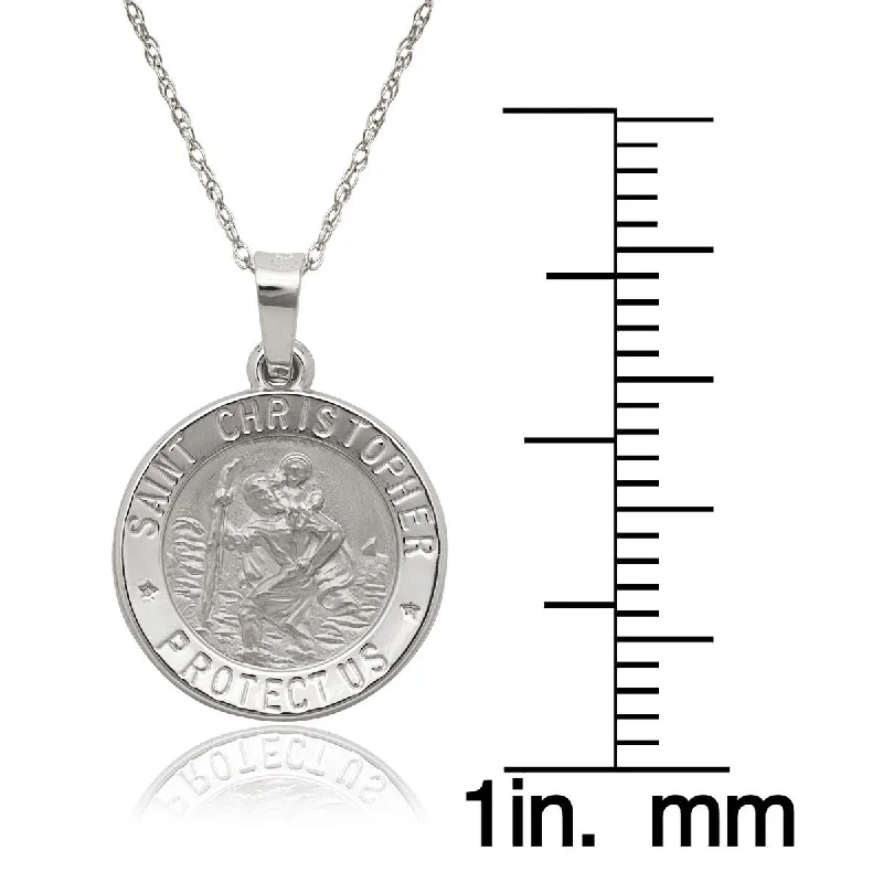 Worn style necklaces-Gothic Necklaces-14k White Gold St. Christopher Medal 16-inch Gold-filled Chain Necklace