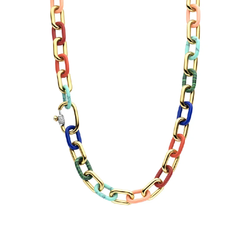 Polished name necklaces-Heart Necklaces-Ti Sento Multi-Color Chain Necklace