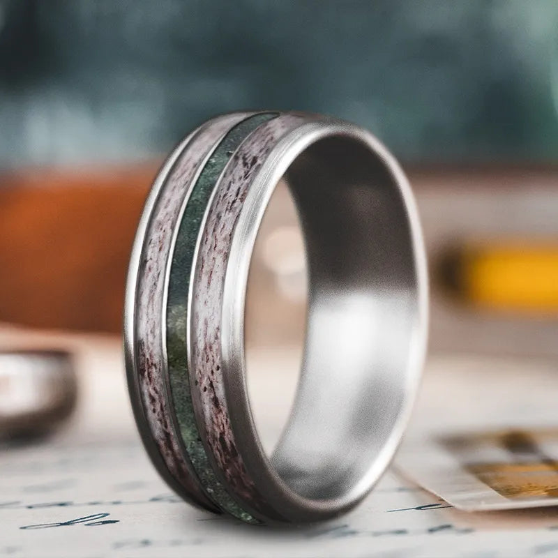 Fine texture rings-Custom Design - 3-Inlay Narrow Center Ring b4e26fNa8aUe-q9u1YmEqTq7