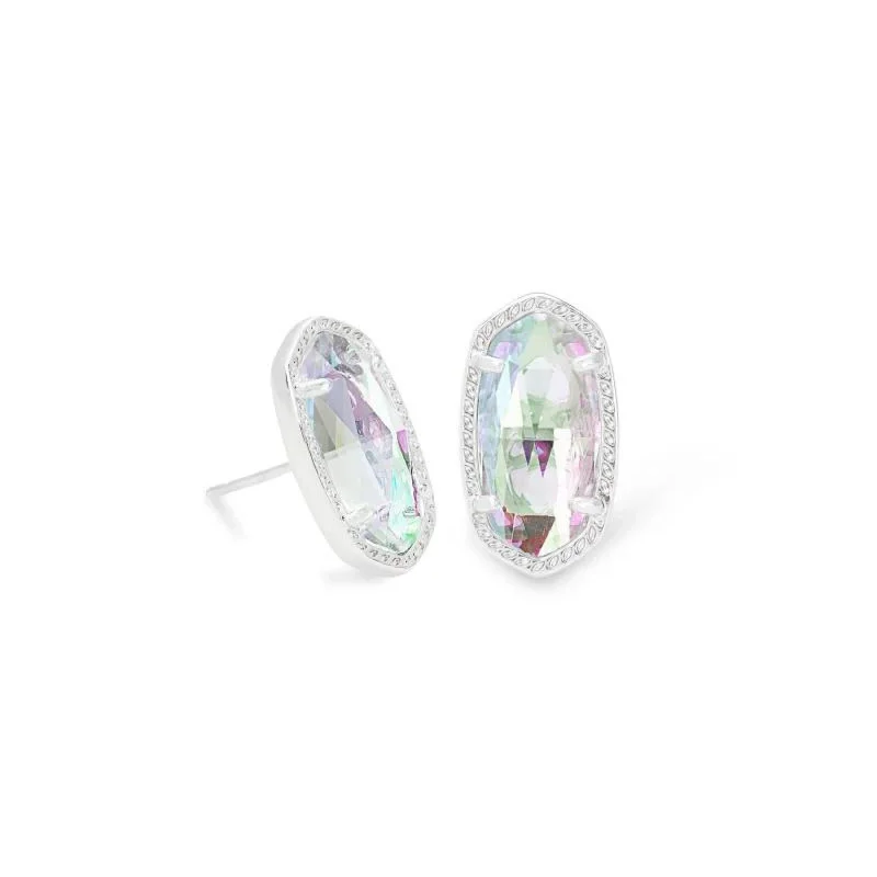 Warrior Earrings-Kendra Scott | Ellie Silver Stud Earrings in Dichroic Glass