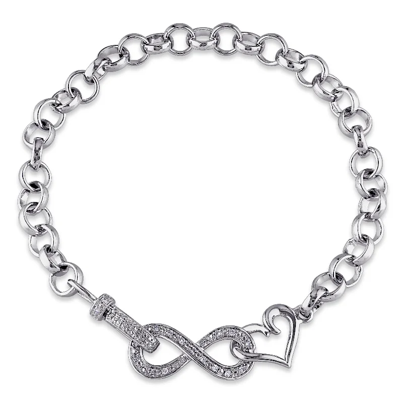 Flex cord bangles-Pearl Rings-Miadora Sterling Silver 1/10ct TDW Diamond Infinity Heart Bracelet