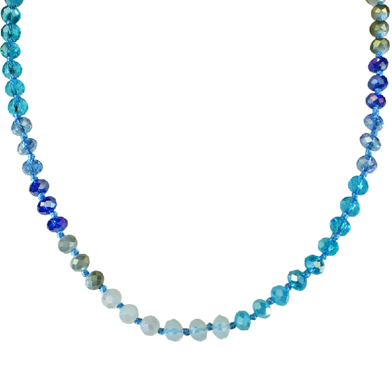 Retro photo necklaces-Short Necklaces-Divine Ombre 6mm Beaded Necklace (Goldtone/Blue)