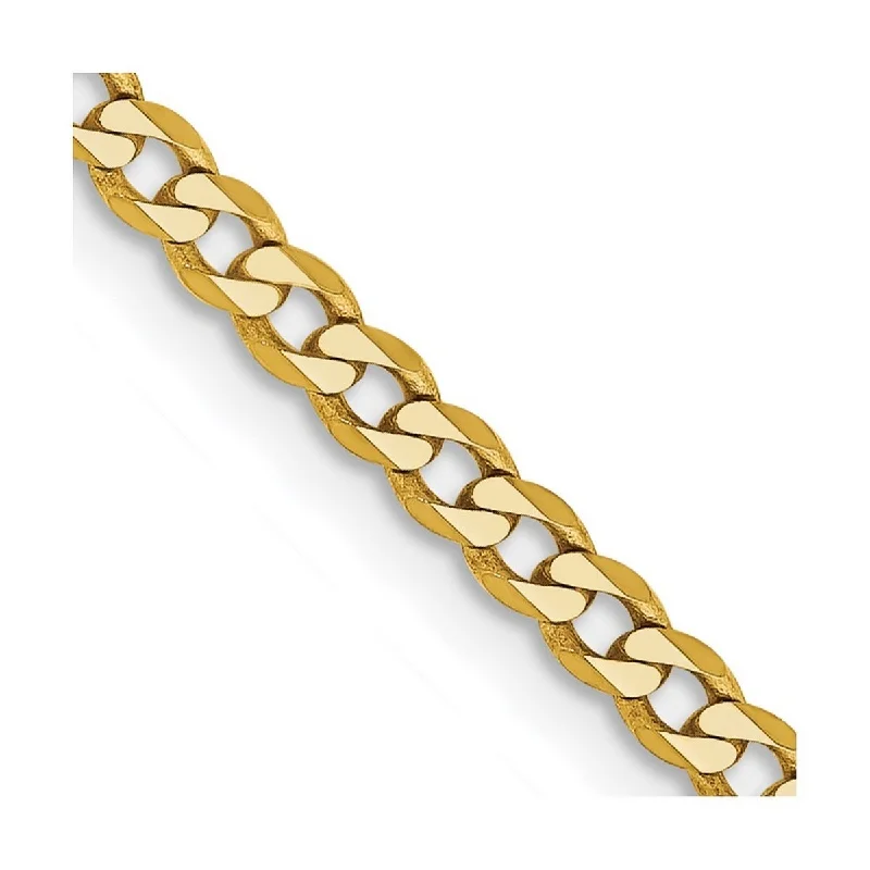 Layered chain bangles-Zodiac Bangles-Curata 14k Yellow Gold 10" 2.3mm Beveled Curb Chain Ankle Bracelet (Lobster-claw)