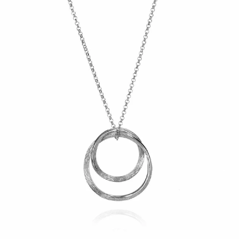 Etched initial necklaces-Pearl Necklaces-Jorge Revilla Florence Collection Double Circle Necklace