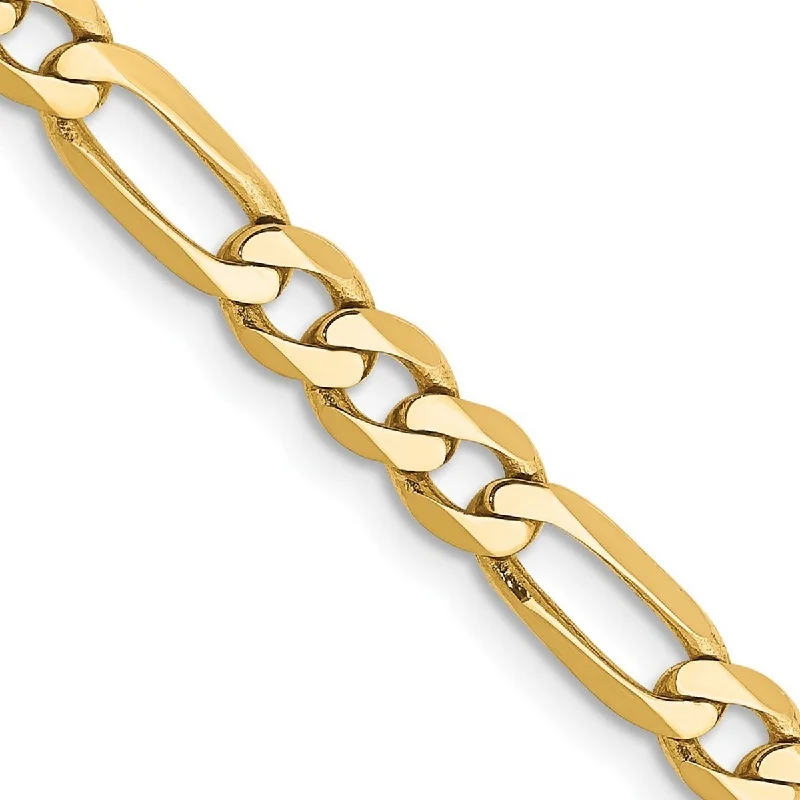 Bright link bangles-Infinity Rings-Curata 14k Yellow Gold Solid Polished Lobster Claw Closure 4.75mm Flat Figaro Link Chain Bracelet - 7 Inch - Lobster Claw