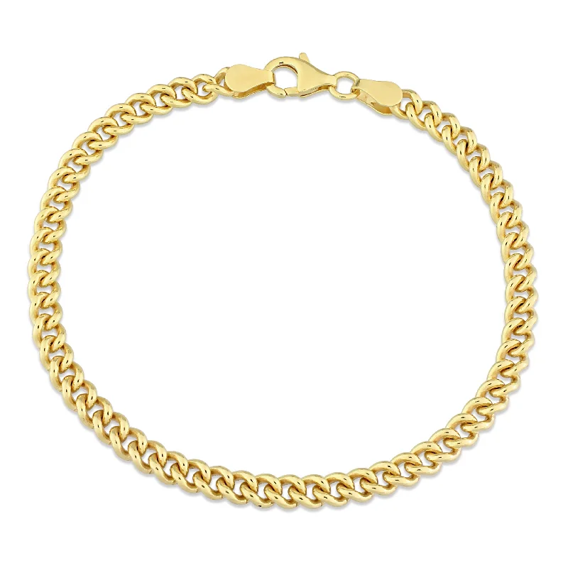 Solid chain bangles-Adjustable Bangles-Miadora 18kt Yellow Gold Plated Sterling Silver Curb Chain Bracelet