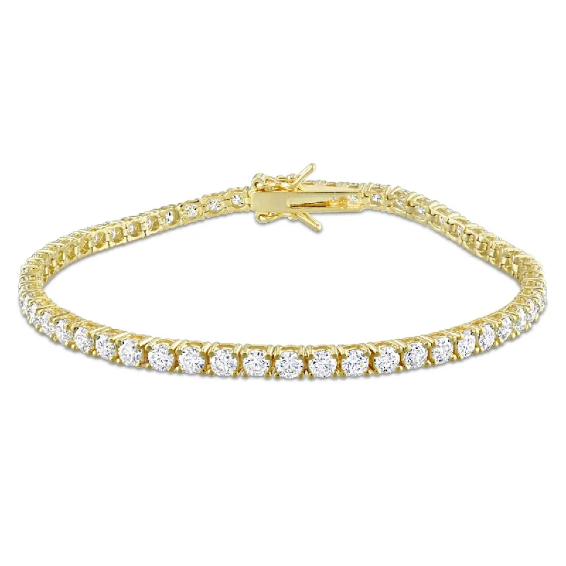 High cuff bangles-Warrior Bangles-Eternally Yours 5 5/8ct DEW Created Moissanite Tennis Bracelet in Yellow Silver - 8 in