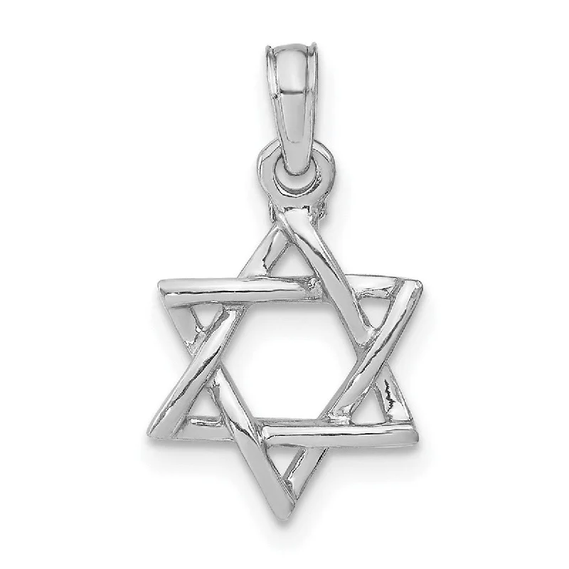 Bead-twisted necklaces-Antique Necklaces-Curata 14k White Gold Polished Jewish Star of David Pendant Necklace 18.4mm