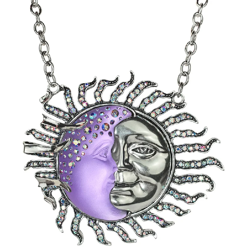 High gloss necklaces-Designer Necklaces-Sunshine Illusion Seaview Moon Shadow Ornament/Necklace (Silver Ox/Violet Illusion)