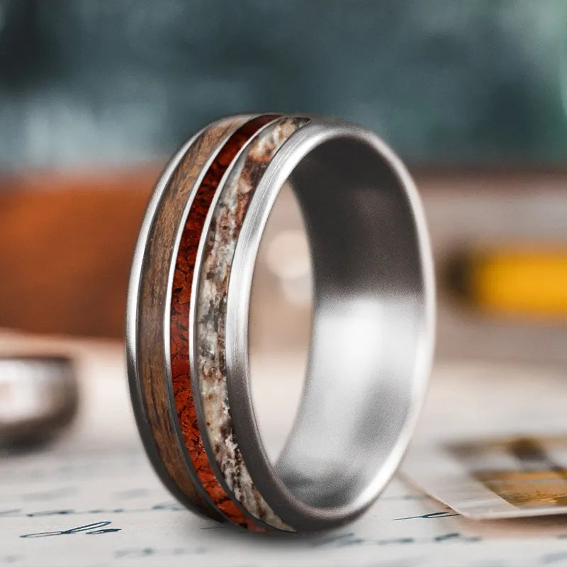 Elegant art rings-Custom Design - 3-Inlay Narrow Center Ring iO_tWktkm3pE2XWzQtMCteR7