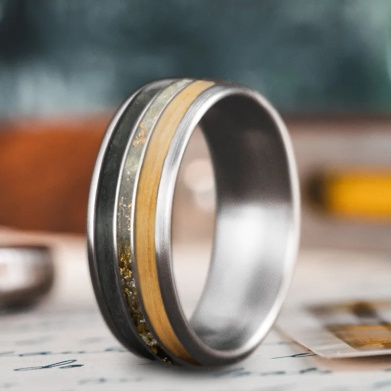 Aged bronze rings-Custom Design - 3-Inlay Narrow Center Ring IPucUtT_V9mLoI2GYuBkRlna