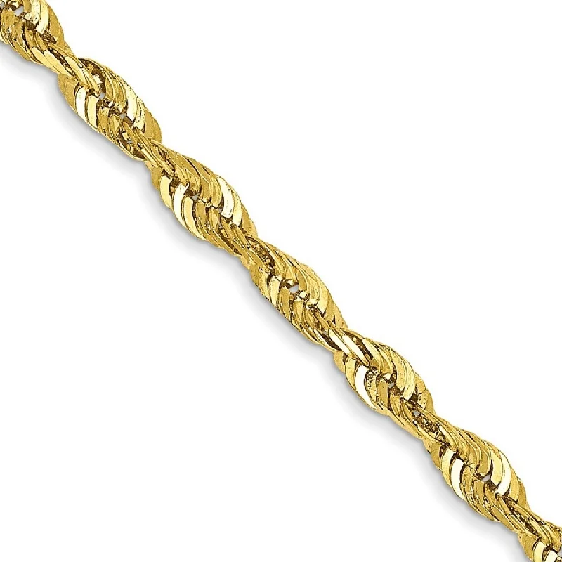 New moon bangles-Handcrafted Bangles-Curata 10k Yellow Gold 2.55mm Sparkle Cut Extra Lite Rope Chain Bracelet